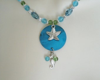 Blue Starfish Necklace boho jewelry bohemian jewelry hippie jewelry bohemian necklace ocean nautical necklace beach necklace boho necklace