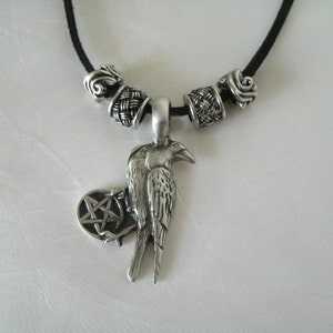 Raven Pentacle Celtic Wiccan Necklace Gothic Pagan Wicca Witch Witchcraft Crow Pentagram Necklace Goddess Morrigan Witchy Woman Gift