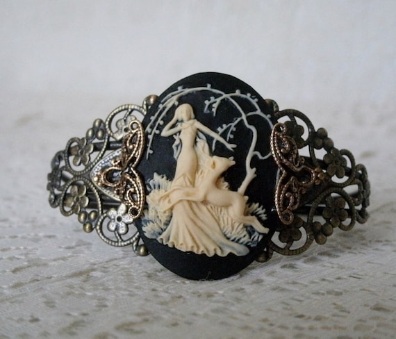 Goddess Diana Cuff Bracelet Wiccan Jewelry Pagan Jewelry Wicca