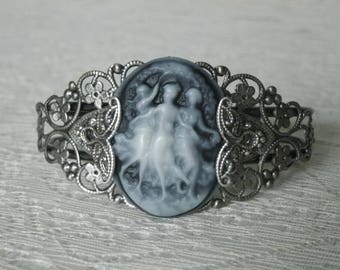 Triple Goddess Bracelet silver filigree cuff wiccan pagan jewelry wicca witch witchcraft