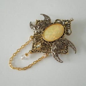 Crescent Moon Brooch cloak pin renaissance brooch medieval brooch tudor renaissance jewelry medieval jewelry fairytale wedding gift for her