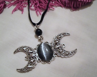 Triple Moon Goddess Necklace wiccan necklace pagan necklace wicca necklace goddess jewelry witch witchcraft magic pagan wiccan jewelry