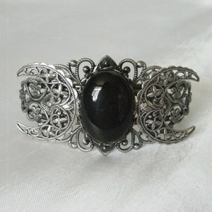 Obsidian Triple Moon Goddess Bracelet wiccan jewelry pagan jewelry wicca witchcraft witch pagan bracelet wiccan bracelet metaphysical
