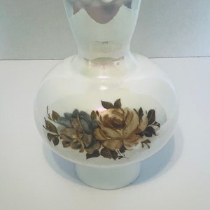 Hurricane Lamp Chimney Shade White Iridescent Floral Height 8 3/4&quot; Bottom 2 1/2&quot;