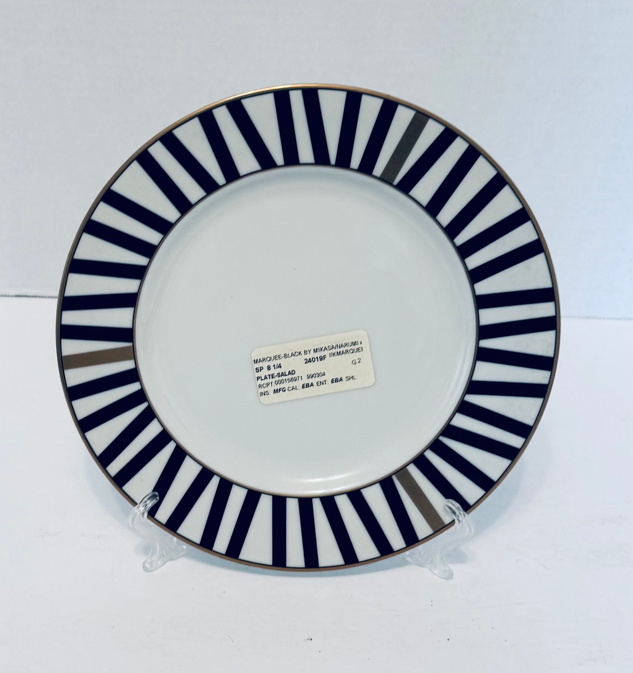 Mikasa China Marquee Black Gold Stripes 8 1/4