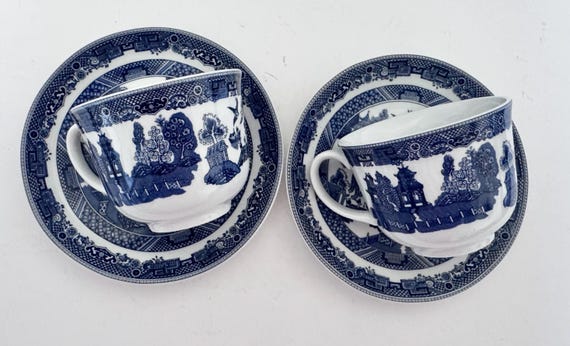 Johnson Brothers Blue Willow England 1883 Lot of Two Cups and
