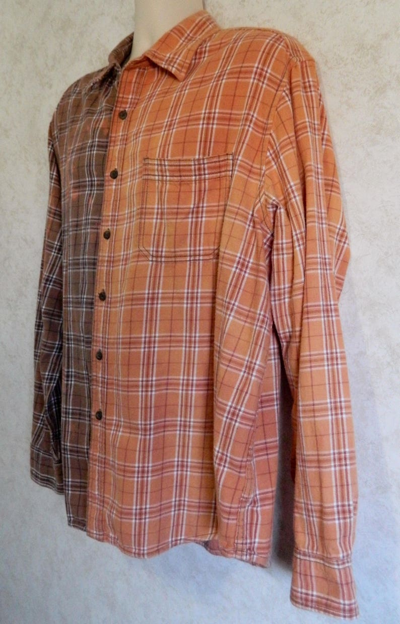 Faded Glory Distressed Dipped Flannel Handmade Shirt Bleached Rockabilly Men/'s Sz XL