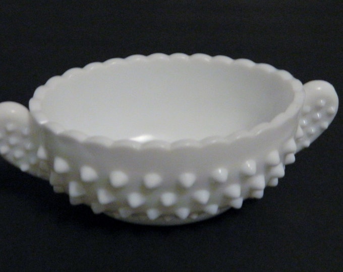 Fenton Milk Glass Hobnail Candy Dish / Oval Bowl With Filled Etsy
