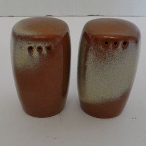 Frankoma Desert or Plainsman Gold Salt and Pepper Set Brown and Gold 3 & 4 Holes