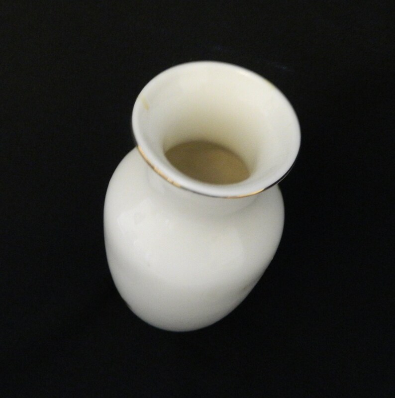 Japanese Porcelain White Vase Gold Trim Hand Painted With Etsy