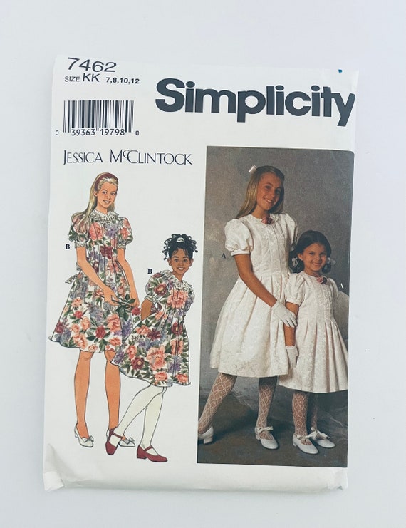 Jessica Mcclintock Simplicity Girls Dress Pattern Size KK 7,8,10