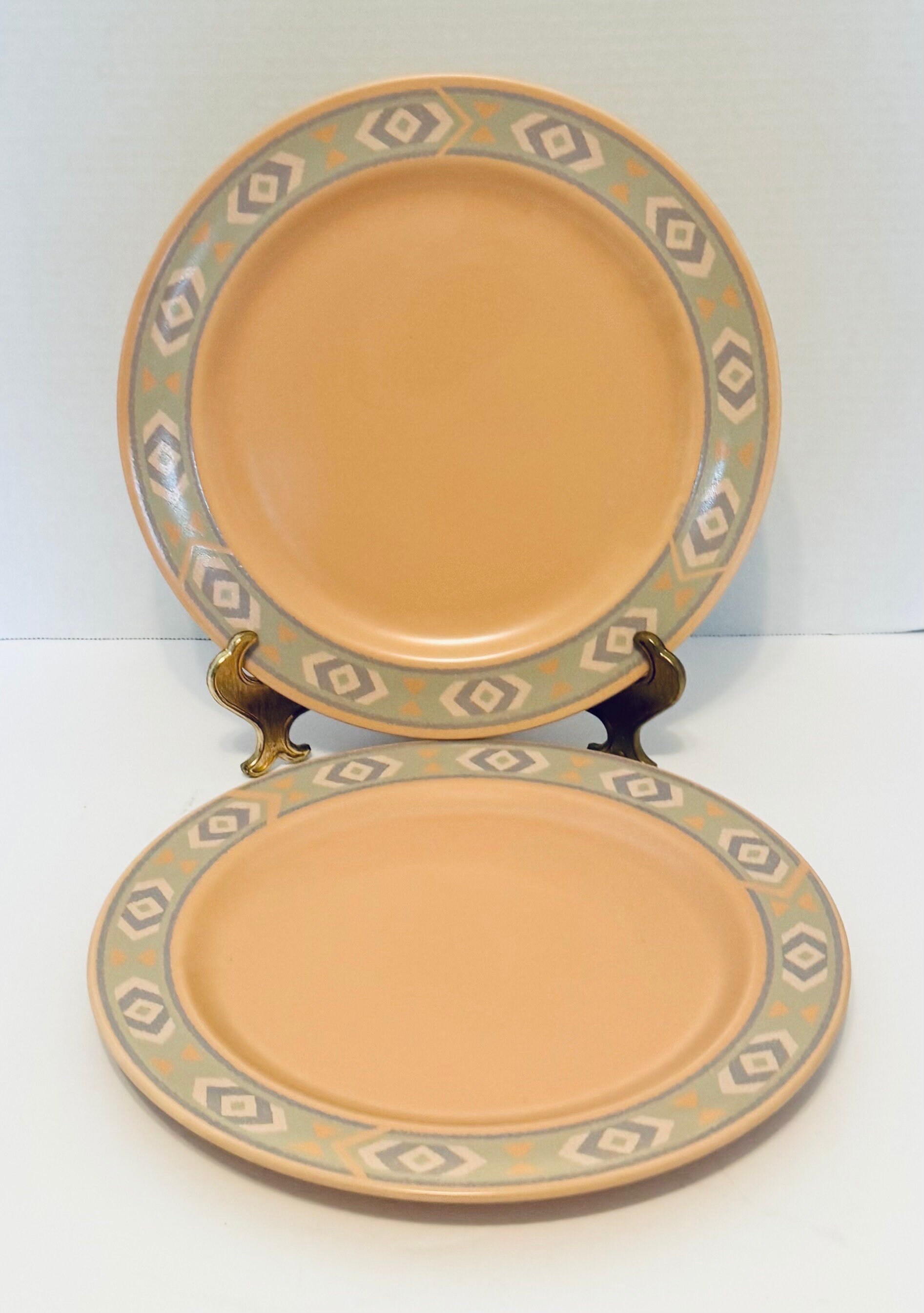 Treasure Craft Southwest Pattern Two Dinner Plates Aztec Design 10 1/2 ...