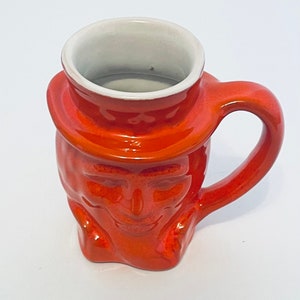 Frankoma Art Pottery Uncle Sam toby Coffee Mug Red Orange Bicentennial 1976