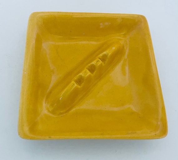 California Original USA 93 Yellow MCM Square Vintage Ashtray Three 