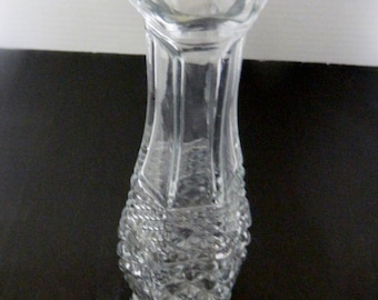 Anchor Hocking Wexford Diamond Pattern  Glass Clear  Bud Vase
