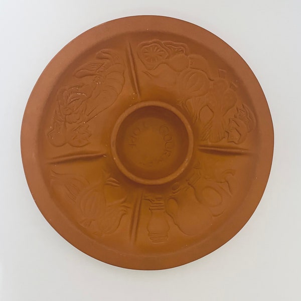 Gourmet TOPF 5 Section Snack Platter Relish Plate 1980 USA Terra Cotta