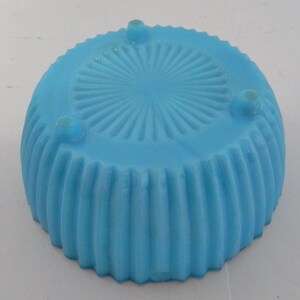 Akro Agate Ribbed Jar Bottom Only Solid Blue with Chips on Edge Powder Jar Catch All