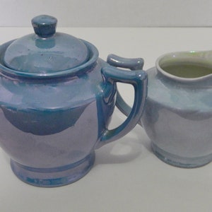 Tashiro Shoten Blue Luster Ware Milchkännchen & Zuckerdose mit Deckel Made in Japan