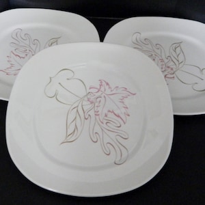 Taylor Smith Taylor Square Dinner Plates Conversation Style Autumn Leaf Pattern Three
