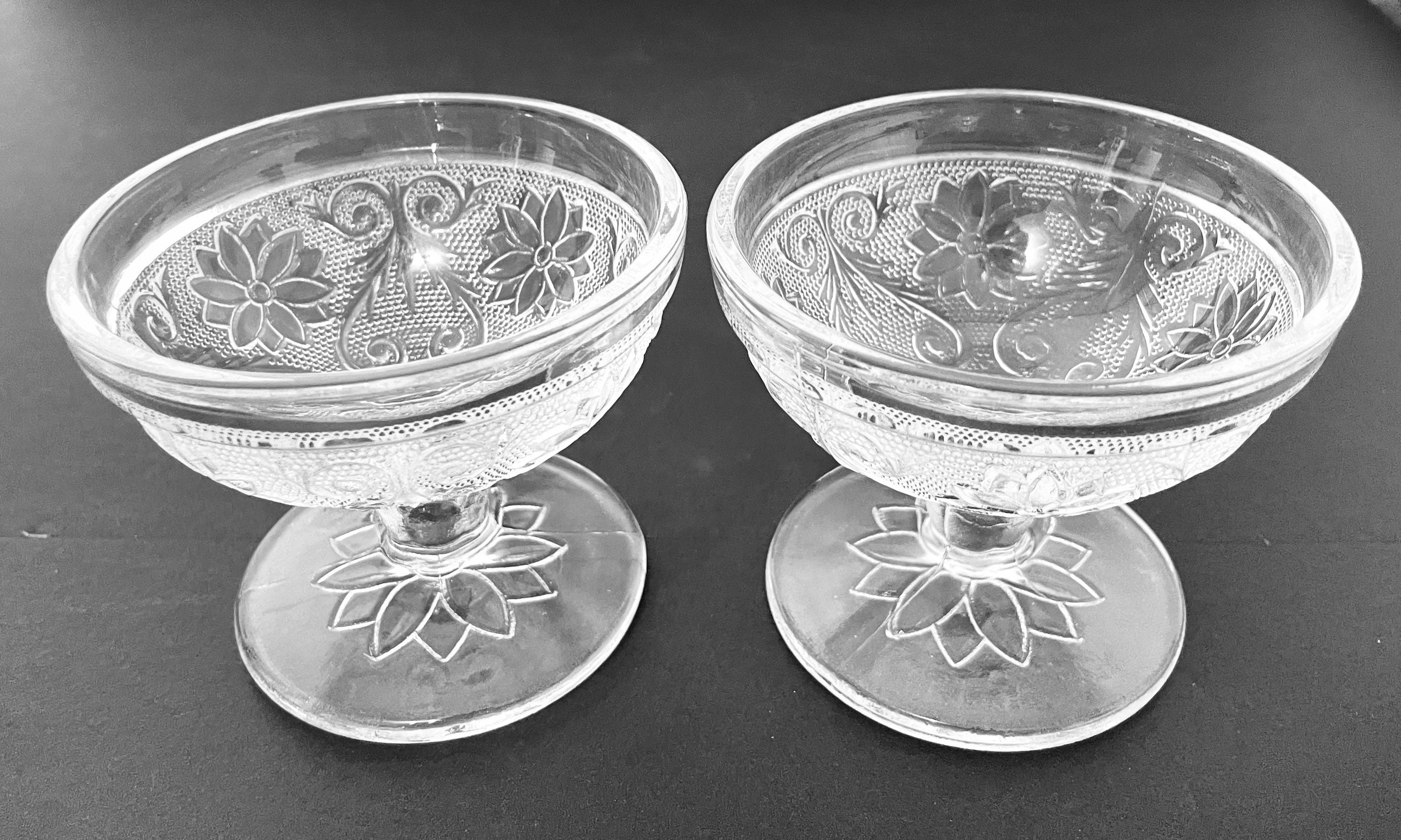 Sandwich Pattern Clear Tall Sherbet Anchor Hocking Champagne Glassware Star