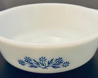 Anchor Hocking Fire King Blue Cornflower 1 QT Casserole Dish USA Oven Microwave