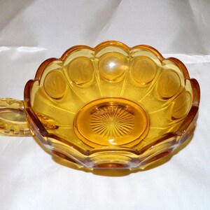 Vintage Fostoria Coin Pattern Amber Nappy Bowl Dish Handled