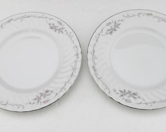 Gold Standard Genuine Porcelain China Pink Roses Bread & Butter Plates Japan Silver Two
