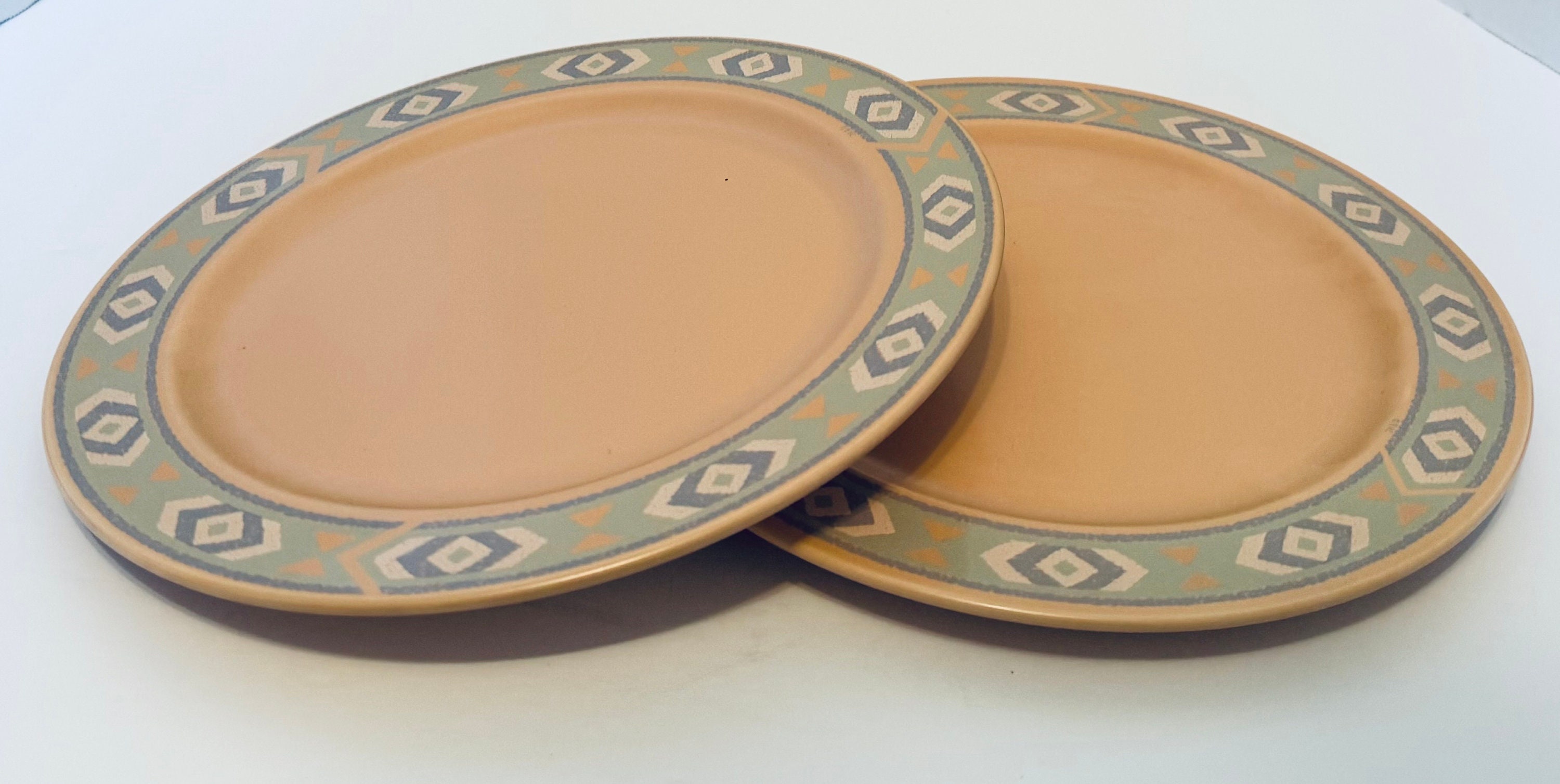 Treasure Craft Southwest Pattern Two Dinner Plates Aztec Design 10 1/2 ...