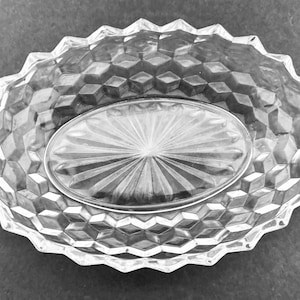 Fostoria American Line Cubed Oval Vegetable Serving Bowl Clear Crystal 10&quot;