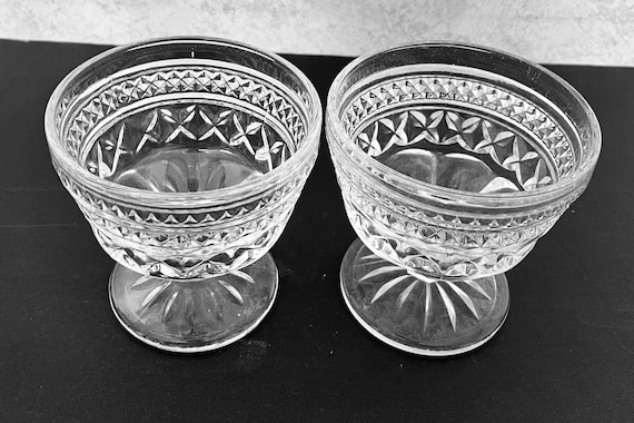 Wexford Anchor Hocking Sherbets Dessert Dishes Qty Two Diamond Pattern