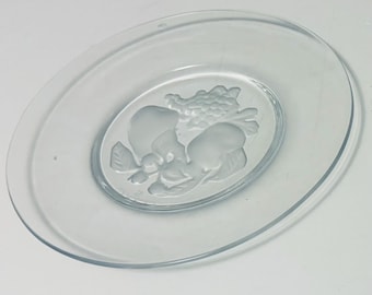 Brussels by Val St Lambert Intaglio Fruit Design Crystal Salad Plate 8 Inch