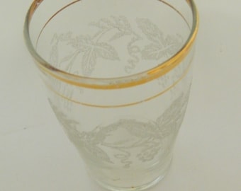 Bartlett Collins #806 Golden Grape 7 Ounce Juice Glass Tumbler Gold Trim