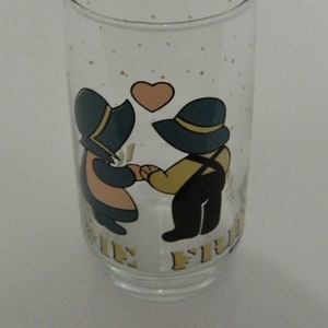 Anchor Hocking 1988 Welcome Friends Drinking Glass Tumbler Amish Boy and Girl