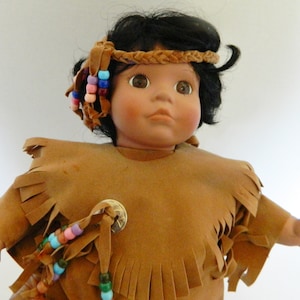Texas Leah Little Feather Doll Tarkos Doll Co George Iowa 1996 Brown Felt Fringe
