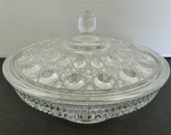 Indiana Glass Windsor Royal Brighton Clear Crystal Candy Dish with Lid Vintage