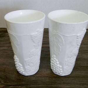 Indiana Milk Glass Paneled Harvest Grape Tumblers Glasses Lot of Two