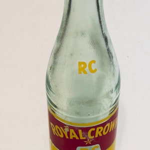 RC Royal Crown Cola Nehi Corp Green Glass Bottle 10 oz Duraglas Red Yellow