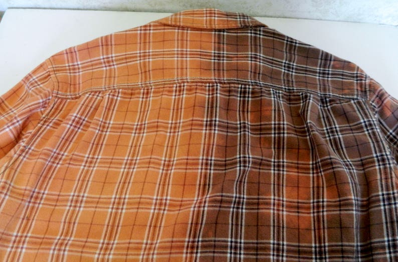 Faded Glory Distressed Dipped Flannel Handmade Shirt Bleached Rockabilly Men/'s Sz XL