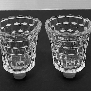 Indiana Whitehall Clear Faceted Cube Votive Sconces Candle Holders Only Lot of 2
