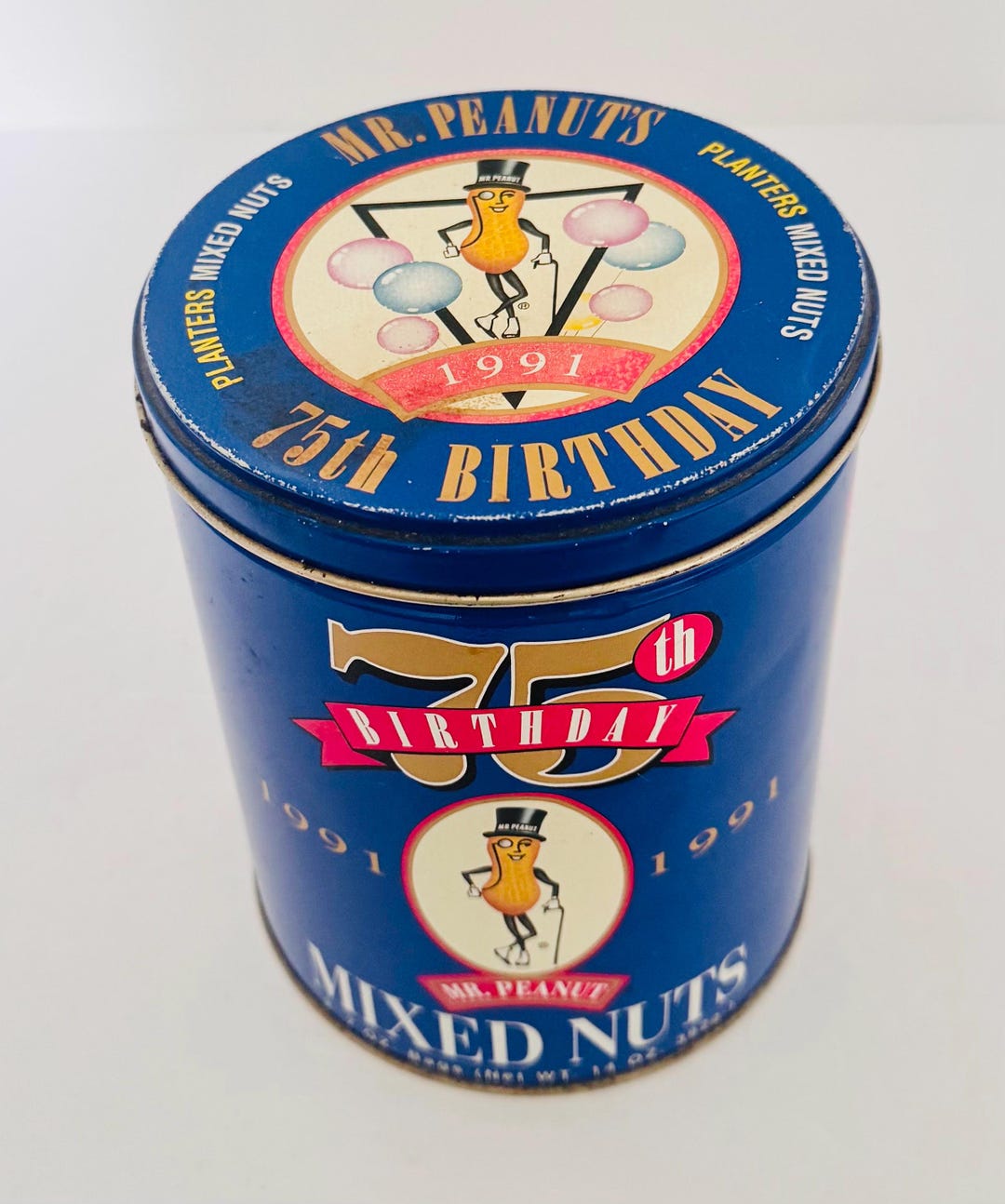 Planters Peanut Collectible Empty Tin Can Mr. Peanut's 75th