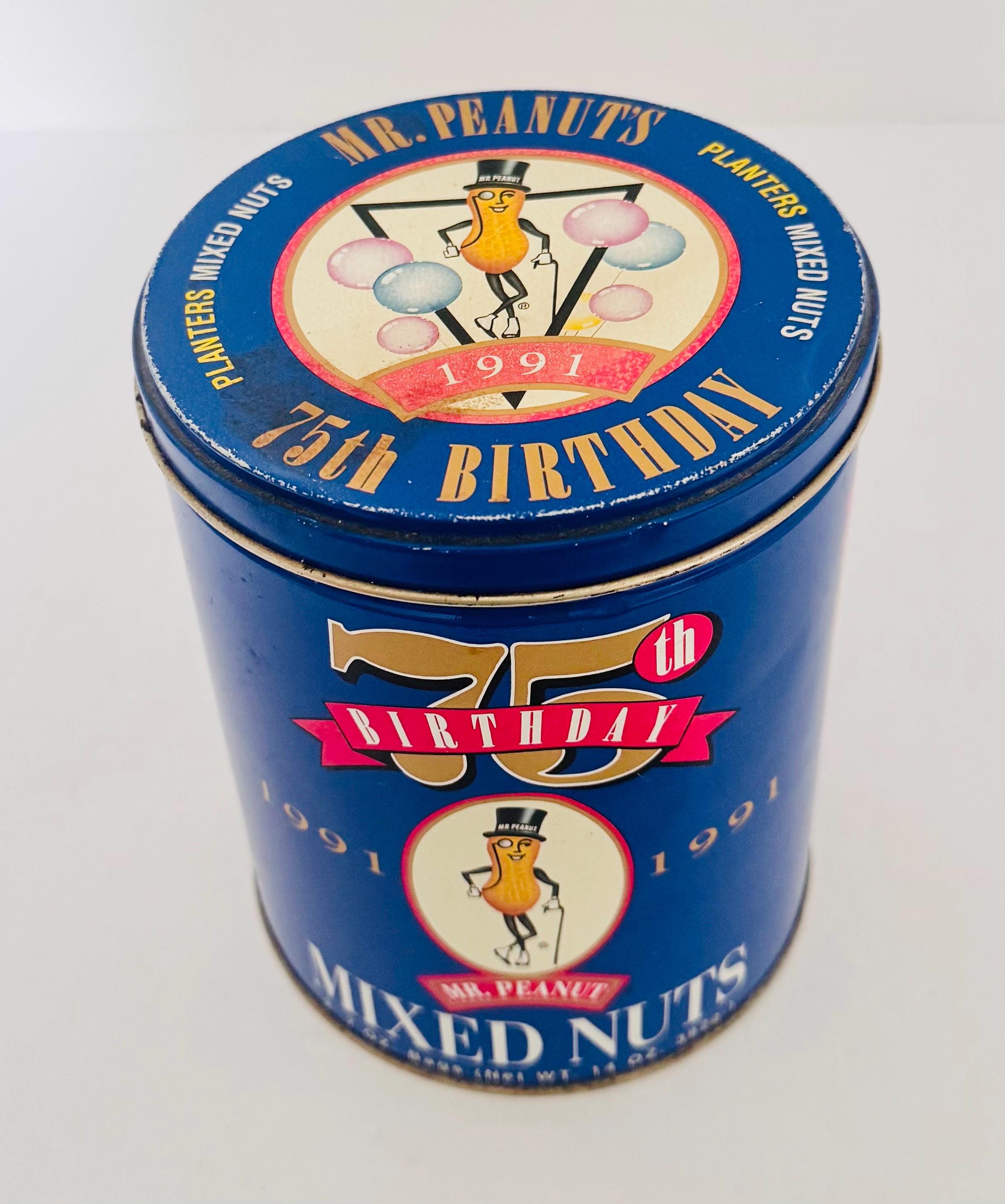 Planters Peanut Collectible Empty Tin Can Mr. Peanut's 75th