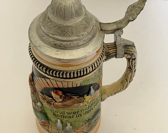 Rienhold Merkelbach DBGM Beer Stein Made in Germany 3D Hand Painted