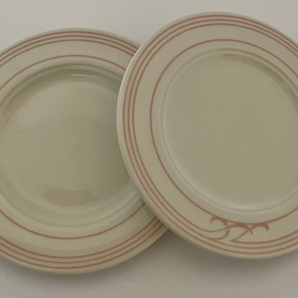 Seville Restaurant Ware Bread Plates Pink Lines Howard Laughlin Lot of Two