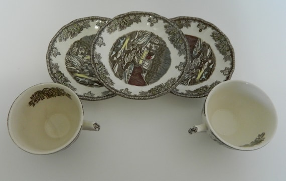 Johnson Brothers Friendly Village Set of 8 Cups & Saucers Faults