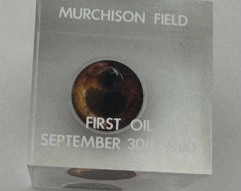Murchison Field First Oil September 30th 1980 Collectible Paperweight Clear