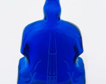 Fiddle Bottle Cobalt Blue Glass Figural Violin Cello Guitar