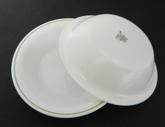 Corelle By Corning Blue Dusk Coupe Soup Lot Of Two Green Band Etsy