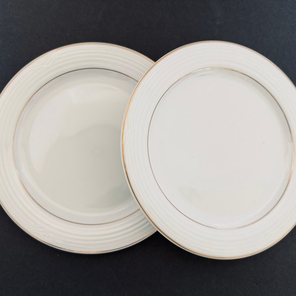 Noritake Contemporary Fine China Two Salad Plates Arctic Gold Sri Lanka