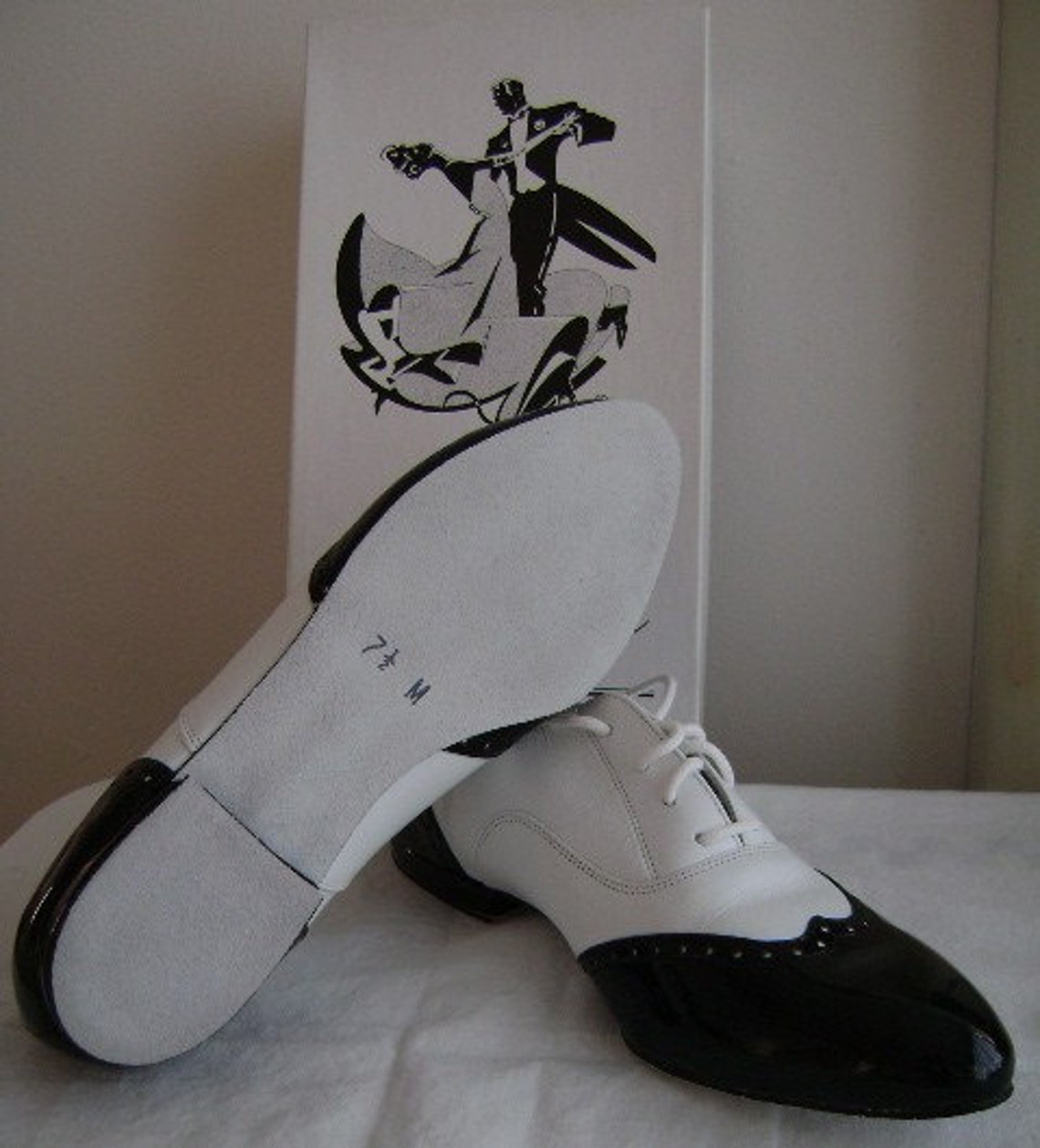 BlackandWhite Wingtip Dance Shoes women's 77.5 Etsy