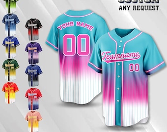 Custom Embroidered Gradient Baseball Jersey: Personalized Team Name & Number